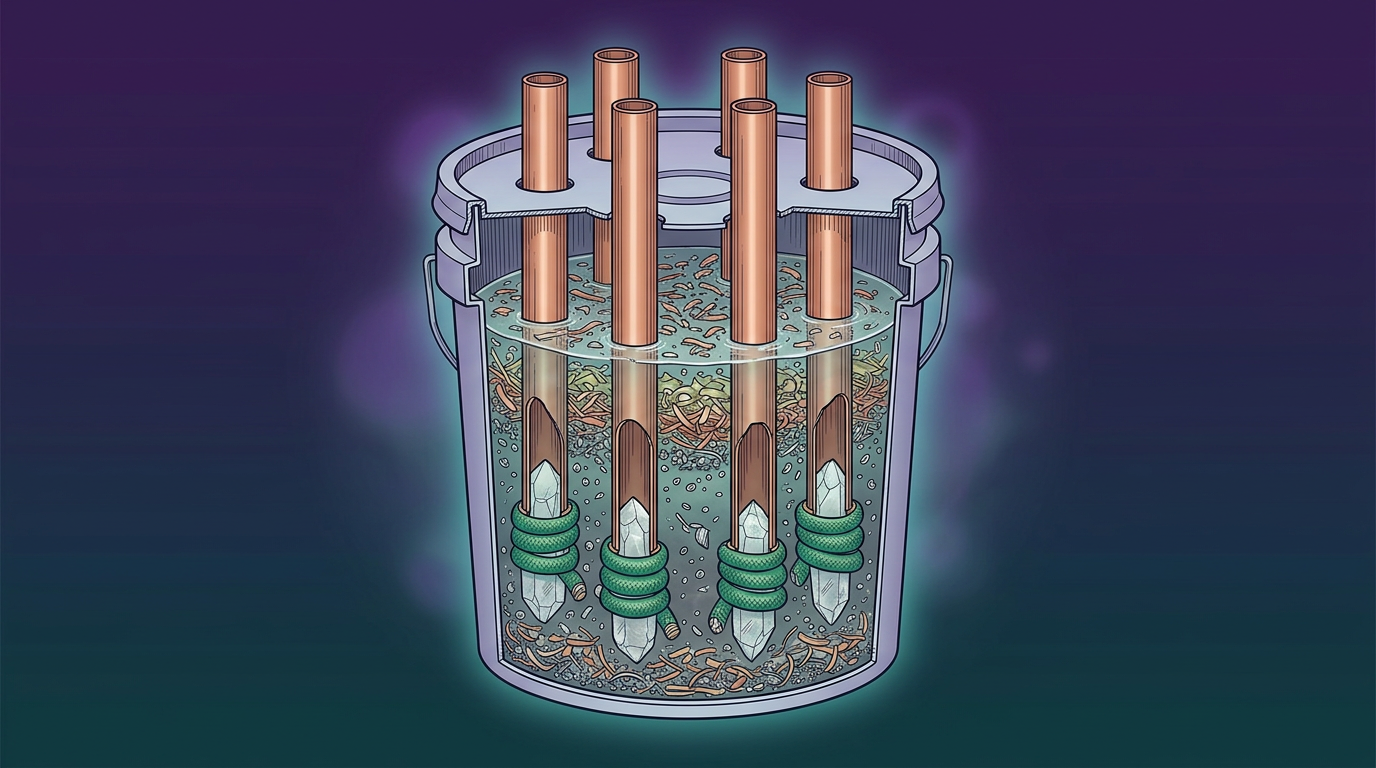 Cloud buster device with copper pipes in orgonite base