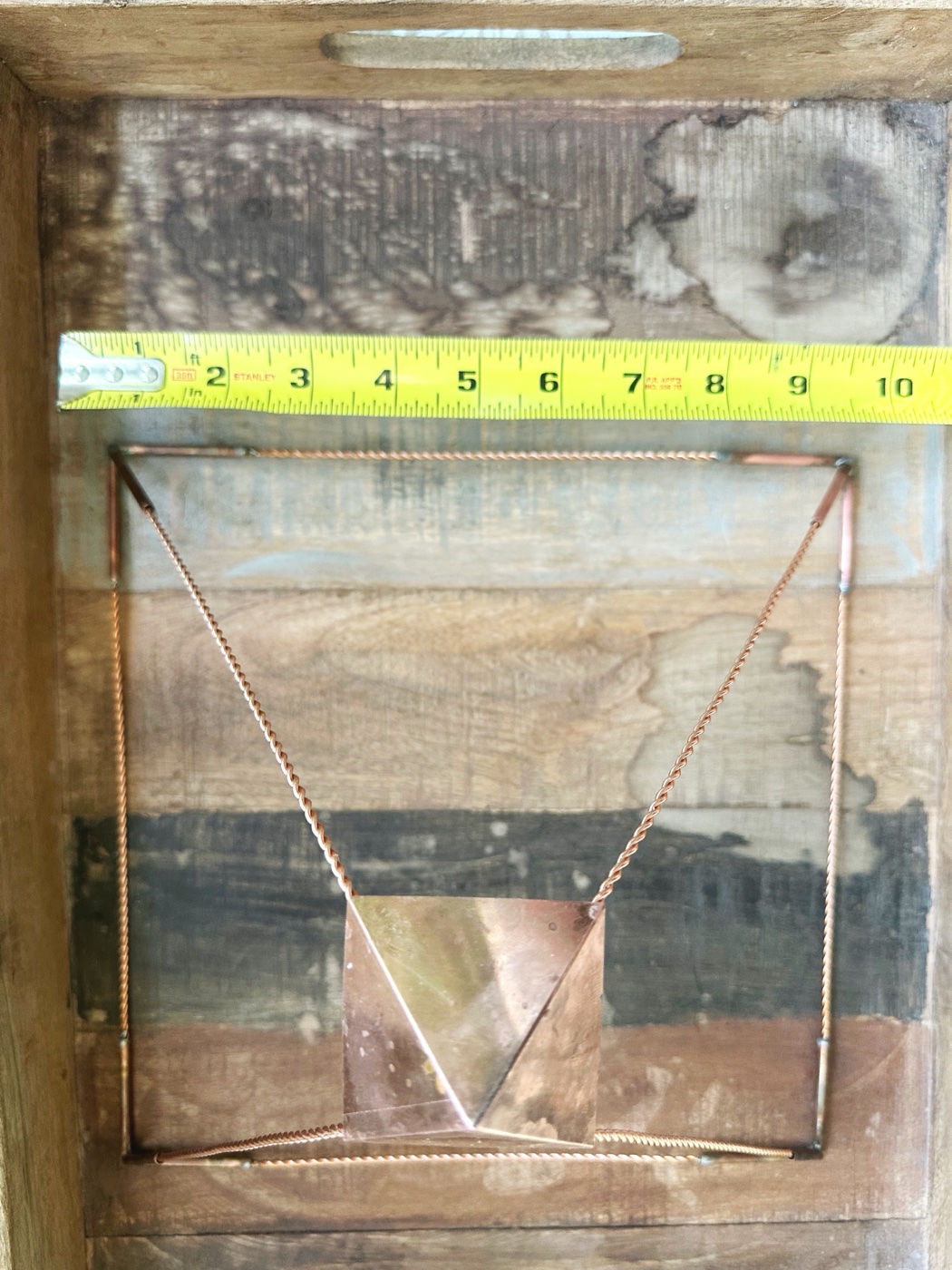 Top-down view of copper pyramid base